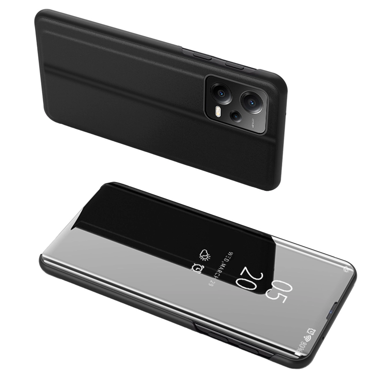 Clear View dėklas Xiaomi Redmi Note 12 Pro+ – flip cover, juodas