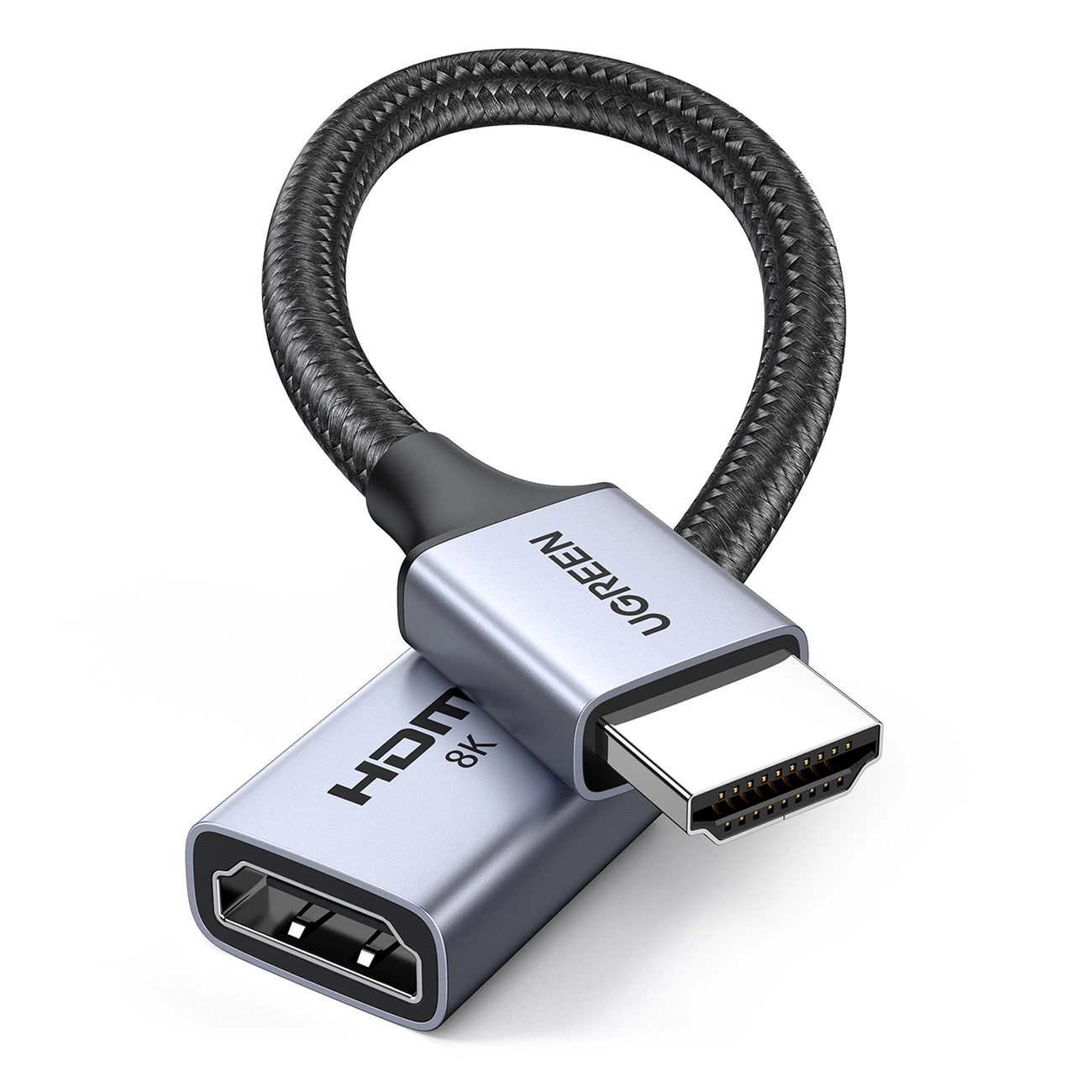Ugreen HD165 HDMI (patinas) / HDMI (patelė) 8K kabelis 0,15m - pilkas