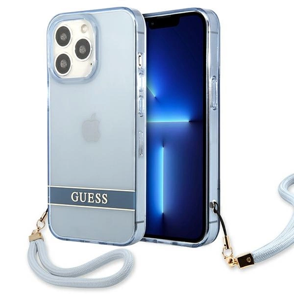 Guess GUHCP13LHTSGSB iPhone 13 Pro / 13 6,1" mėlynas kietas dėklas Translucent Stap