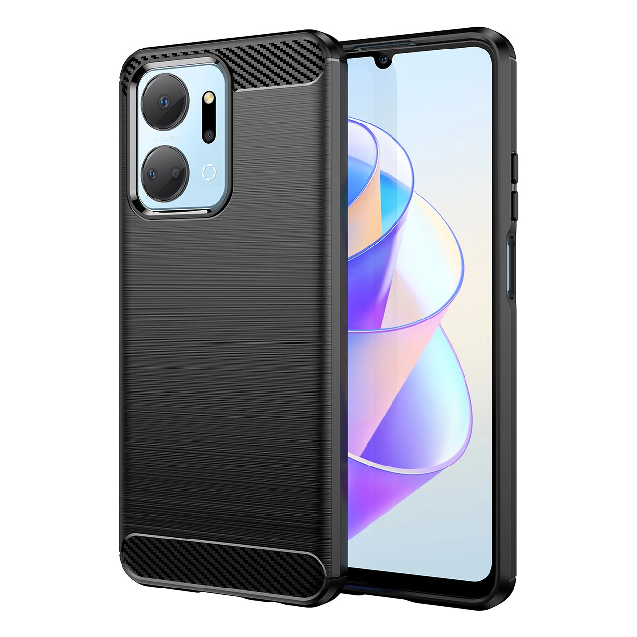 Carbon dėklas Honor Play 40 Plus / Honor X7a – lanksčios silikoninės anglies dangtis, juodas