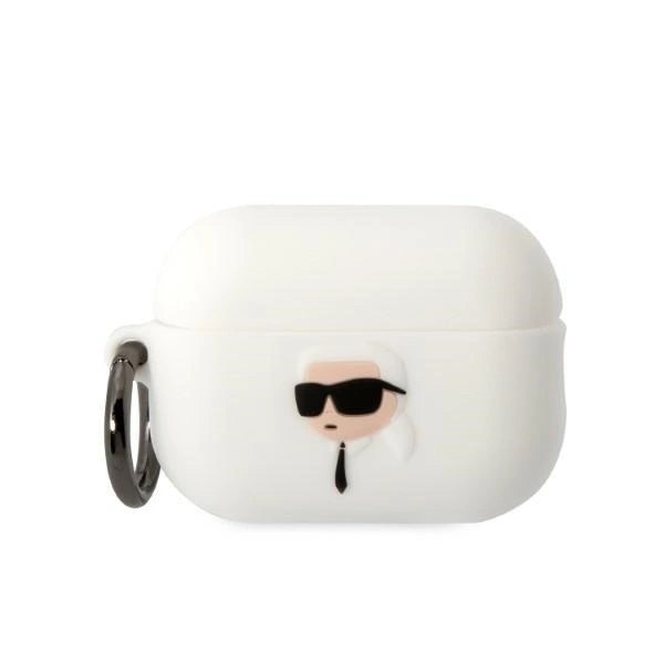 Karl Lagerfeld KLAP2RUNIKH AirPods Pro 2 dėklas – baltas/baltas, silikoninis Karl Head 3D