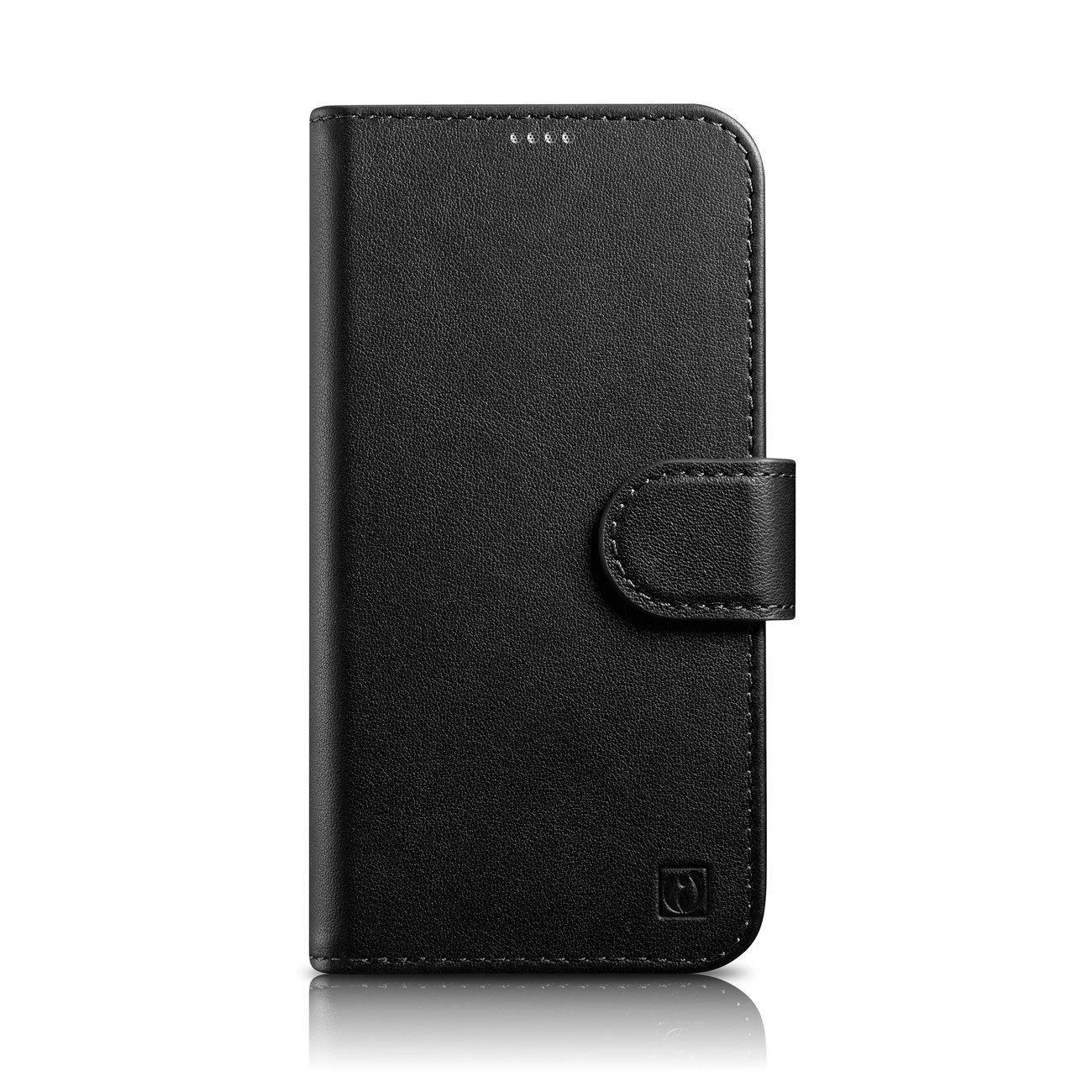 iCarer piniginės tipo dėklas 2in1 iPhone 14, odinis flip dėklas, Anti-RFID, juodas (WMI14220725-BK)