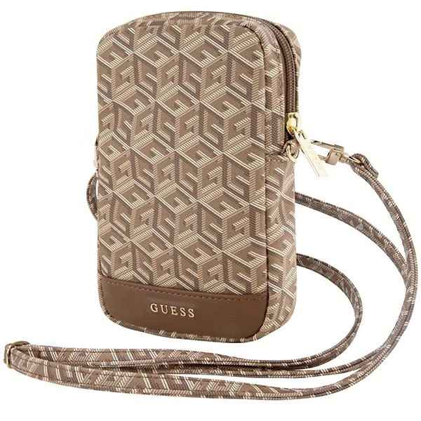 Guess Zip GCube Bottom Stripe telefono rankinė - ruda