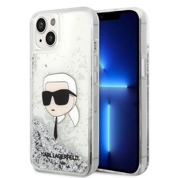Karl Lagerfeld KLHCP14MLNKHCH iPhone 14 Plus 6,7" – sidabrinis/sidabrinis kietas dėklas, Glitter Karl Head