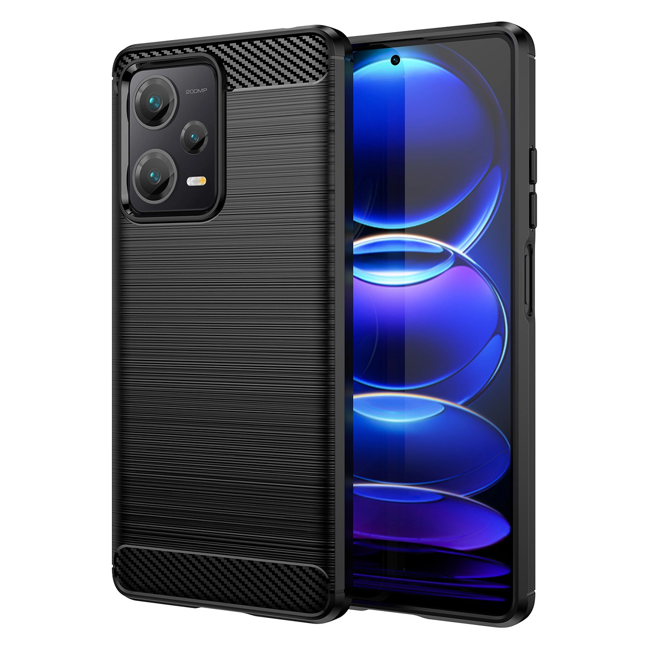 Carbon Case dėklas Xiaomi Redmi Note 12 Pro+ – lanksčios silikoninės anglies dangtis, juodas