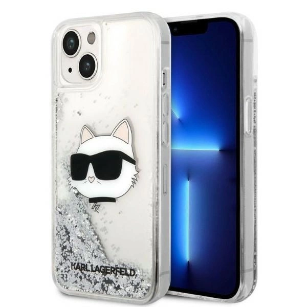 Karl Lagerfeld KLHCP14MLNHCCS iPhone 14 Plus 6,7" – sidabrinis/sidabrinis kietas dėklas, Glitter Choupette Head