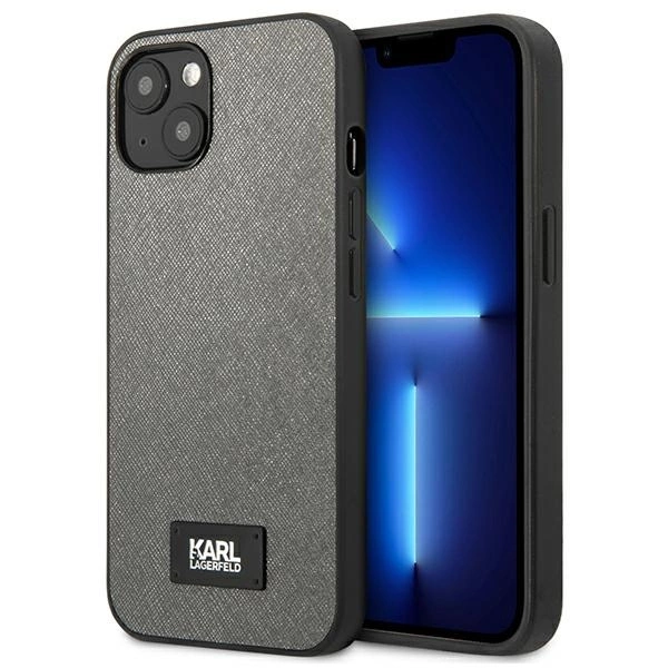 Karl Lagerfeld KLHCP13SSFMP2DG iPhone 13 mini 5,4" sidabrinis kietas dėklas Saffiano Plaque