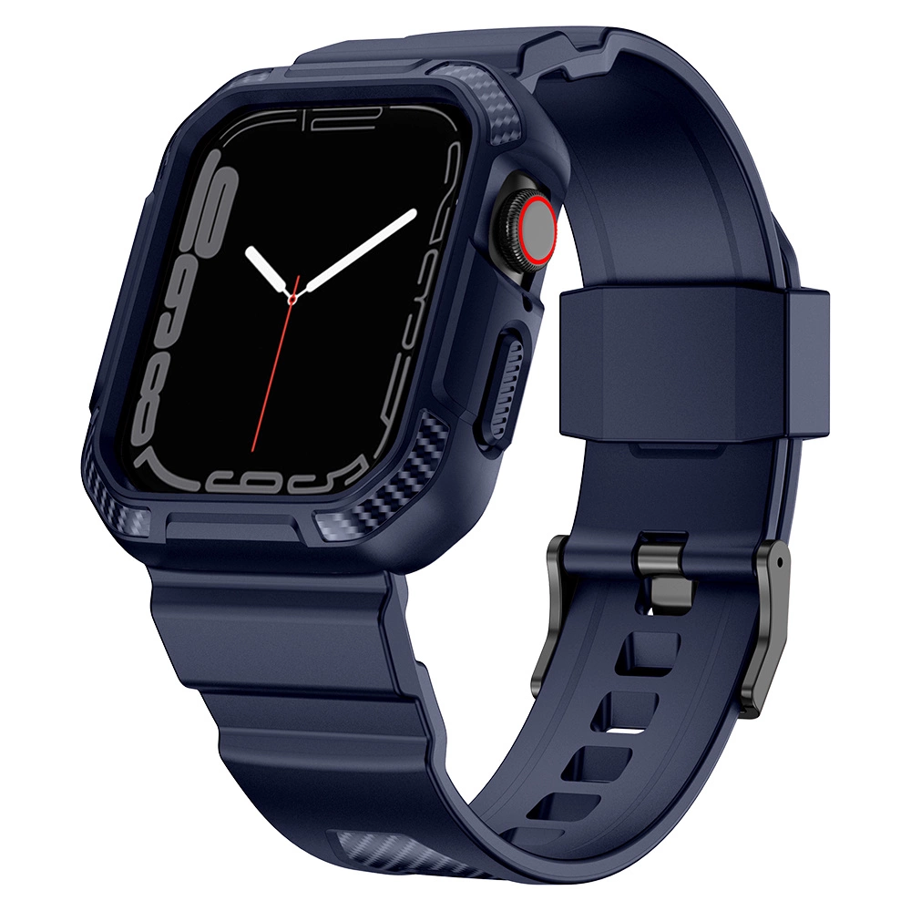 Kingxbar CYF106 2in1 šarvuotas dėklas Apple Watch SE, 9, 8, 7, 6, 5, 4, 3, 2, 1 (41, 40, 38 mm), su dirželiu, mėlynas
