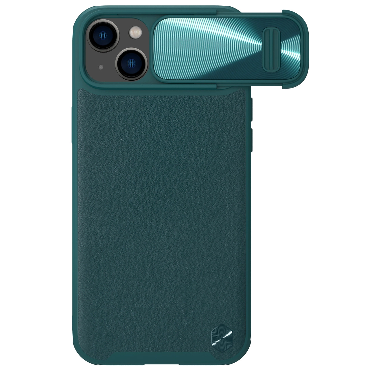 Nillkin CamShield Leather S Case iPhone 14 dėklas su kameros dangteliu žalias