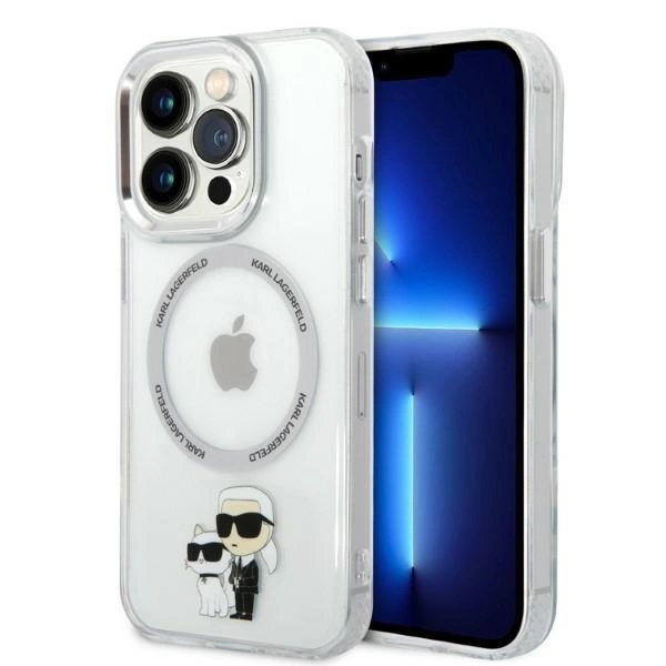 Karl Lagerfeld Iconic Karl & Choupette MagSafe dėklas iPhone 14 Pro Max – permatomas