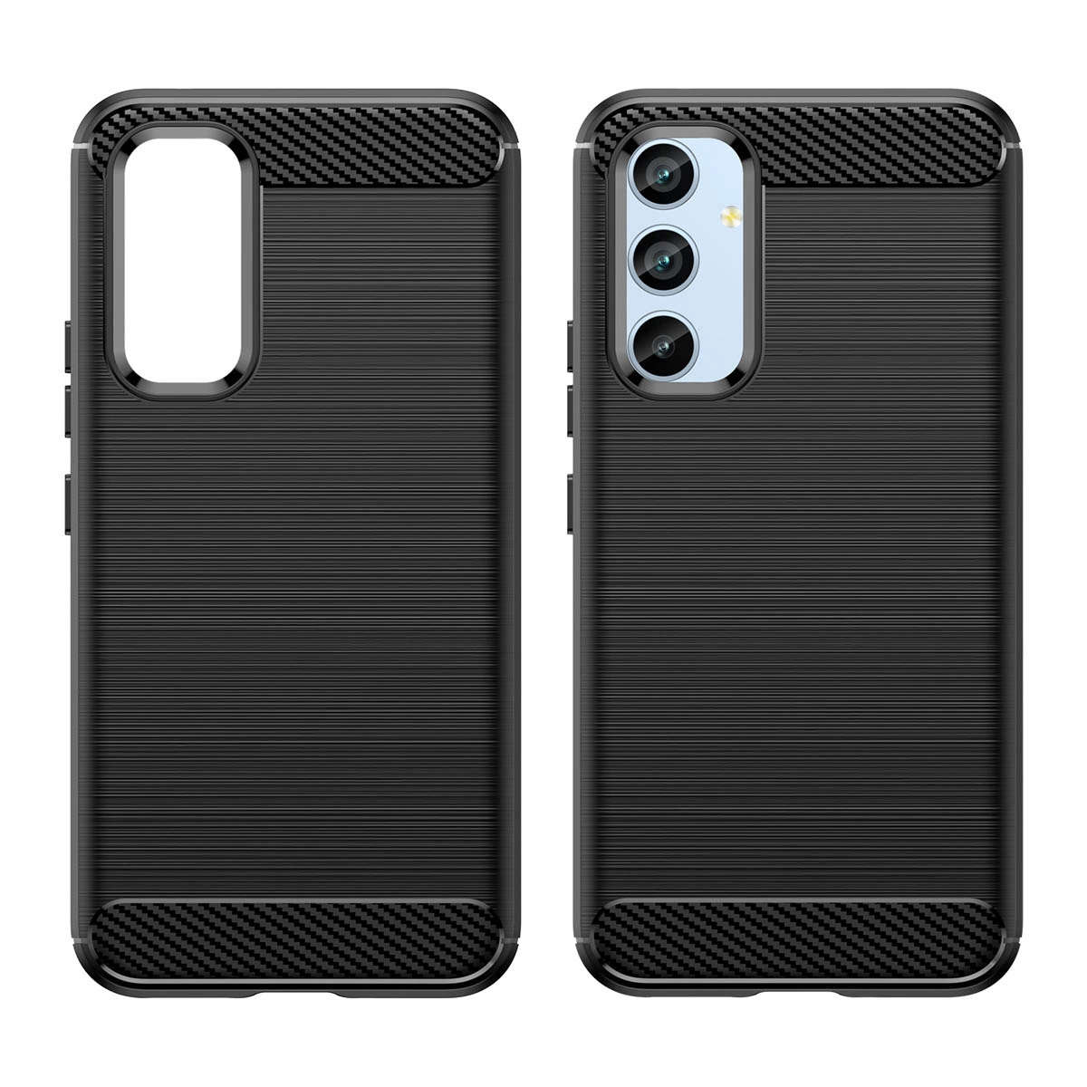 Carbon Case dėklas Samsung Galaxy A54 5G – lankstus silikoninis anglies pluošto, juodas