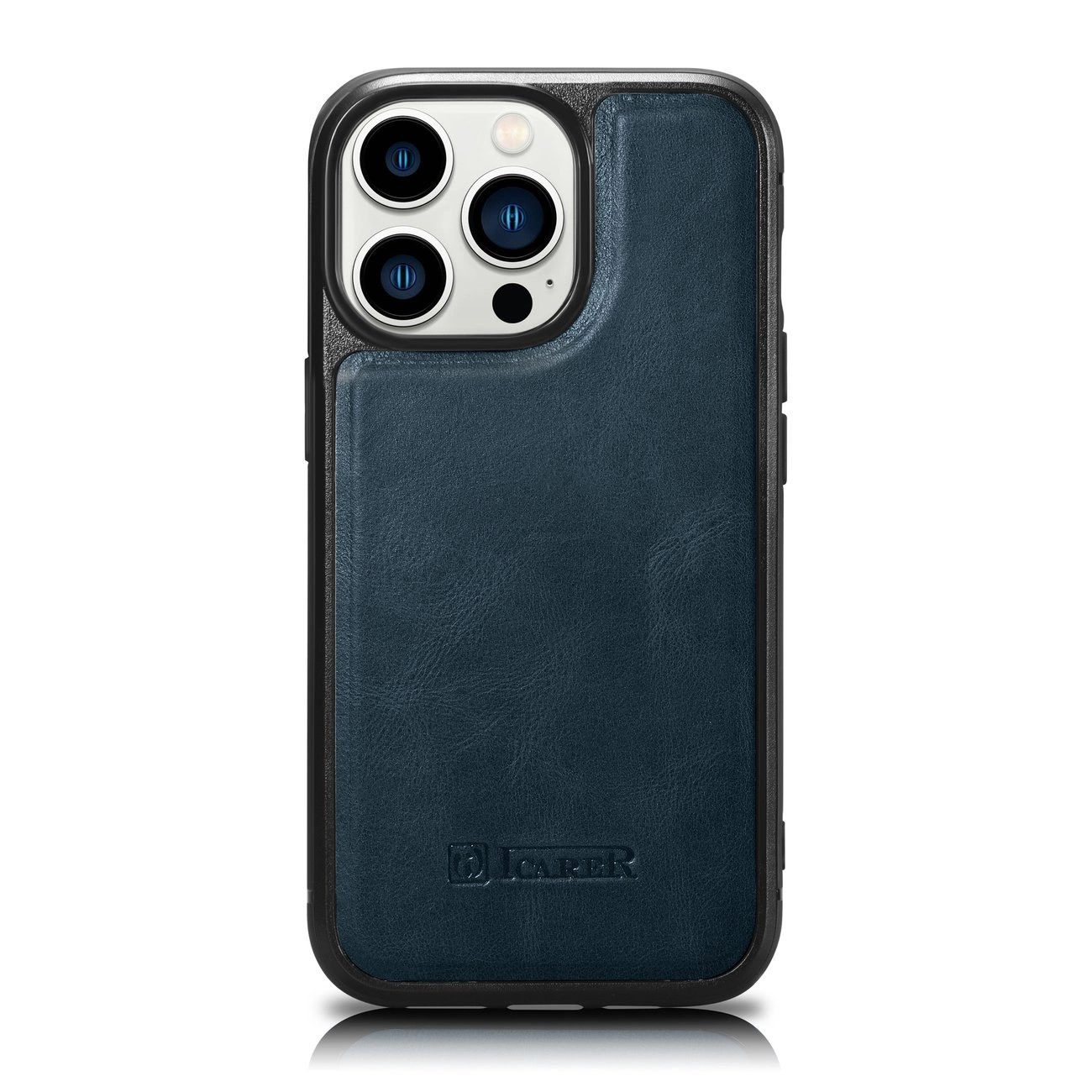 iCarer Leather Oil Wax dėklas iPhone 14 Pro Max, odinis dėklas, mėlynas (WMI14220720-BU)