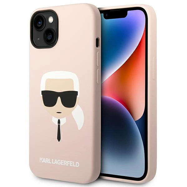 Karl Lagerfeld KLHMP14SSLKHLP iPhone 14 6,1" šviesiai rožinis kietas dėklas Silicone Karl’s Head MagSafe