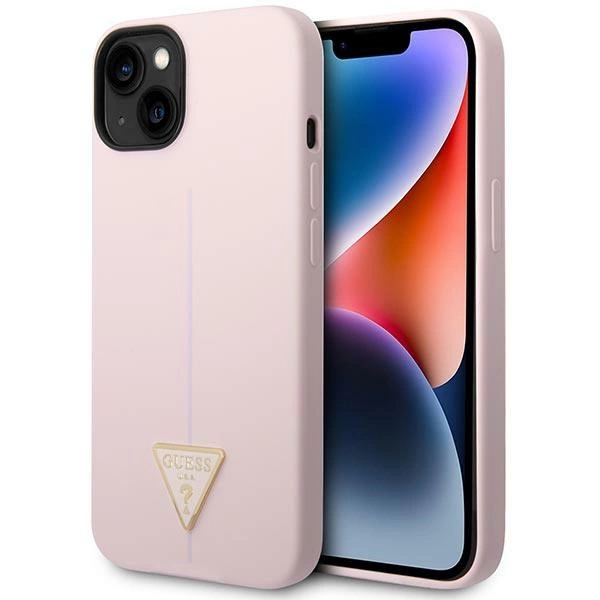 Guess GUHCP14MSLTGU iPhone 14 Plus 6,7" violetinis kietas dėklas Silicone Triangle