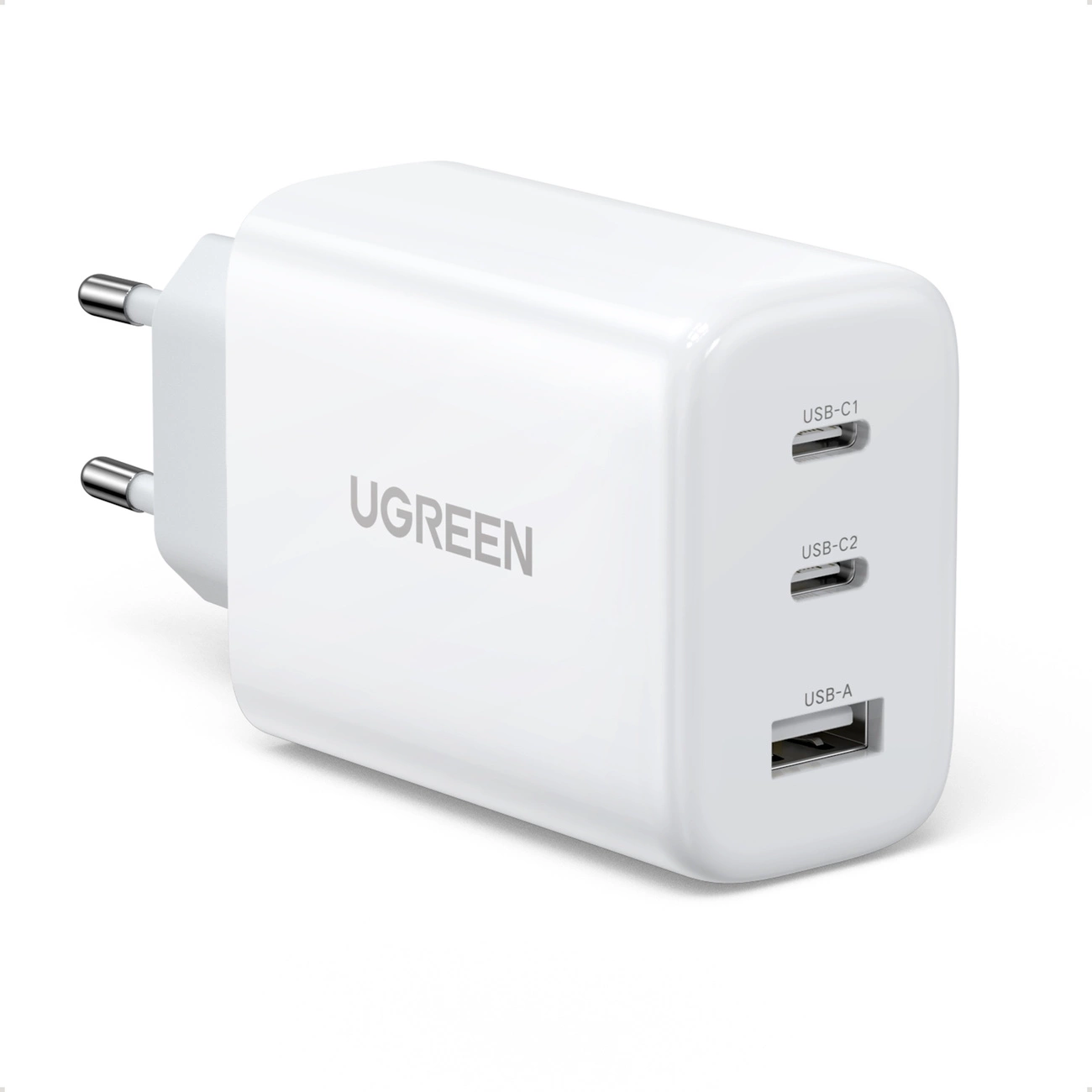 Ugreen greitas įkroviklis 2x USB Type C / USB 65W PD3.0, QC3.0/4.0+ baltas (CD275)