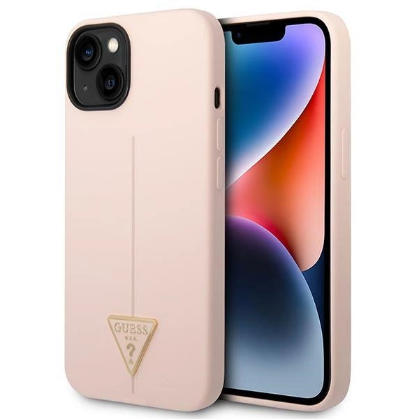 Guess GUHCP14MSLTGP iPhone 14 Plus 6,7" rožinis kietas dėklas Silicone Triangle