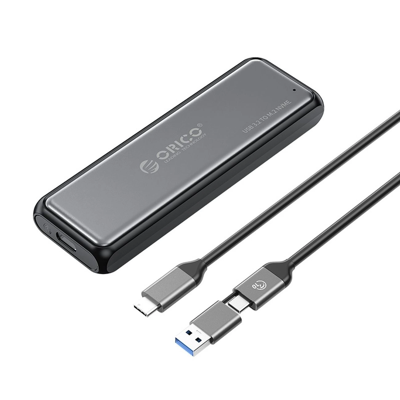 Orico DDM2-C3-G2 M.2 NVME USB-A USB-C 3.2 10Gb/s disko įrenginys - pilkas