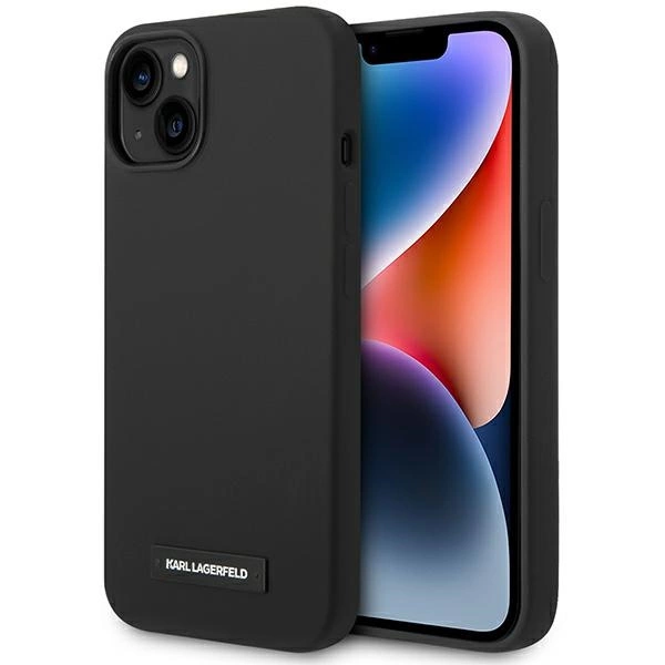 Karl Lagerfeld KLHMP14MSLMP1K iPhone 14 Plus 6,7" juodas kietas dėklas Silicone Plaque MagSafe