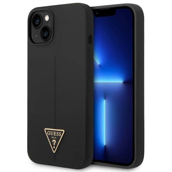 Guess GUHCP14MSLTGK iPhone 14 Plus 6,7" juodas kietas dėklas Silicone Triangle