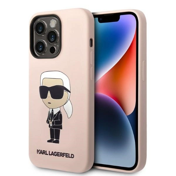 Karl Lagerfeld Silicone Ikonik MagSafe dėklas iPhone 14 Pro – rožinis