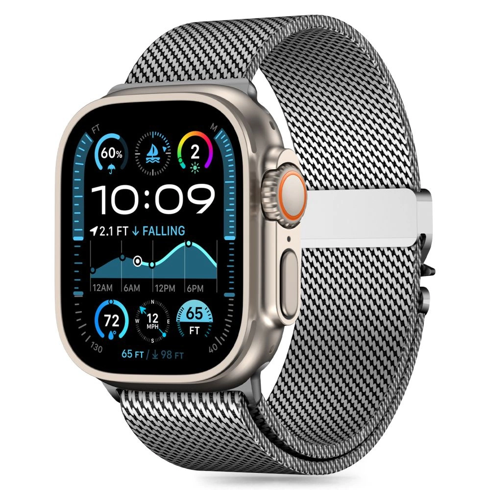 Tech-Protect Milano dirželis Apple Watch 6 / 7 / 8 / 9 / 10 / SE / Ultra 1 / 2 (44 / 45 / 46 / 49 MM) – sidabro spalvos