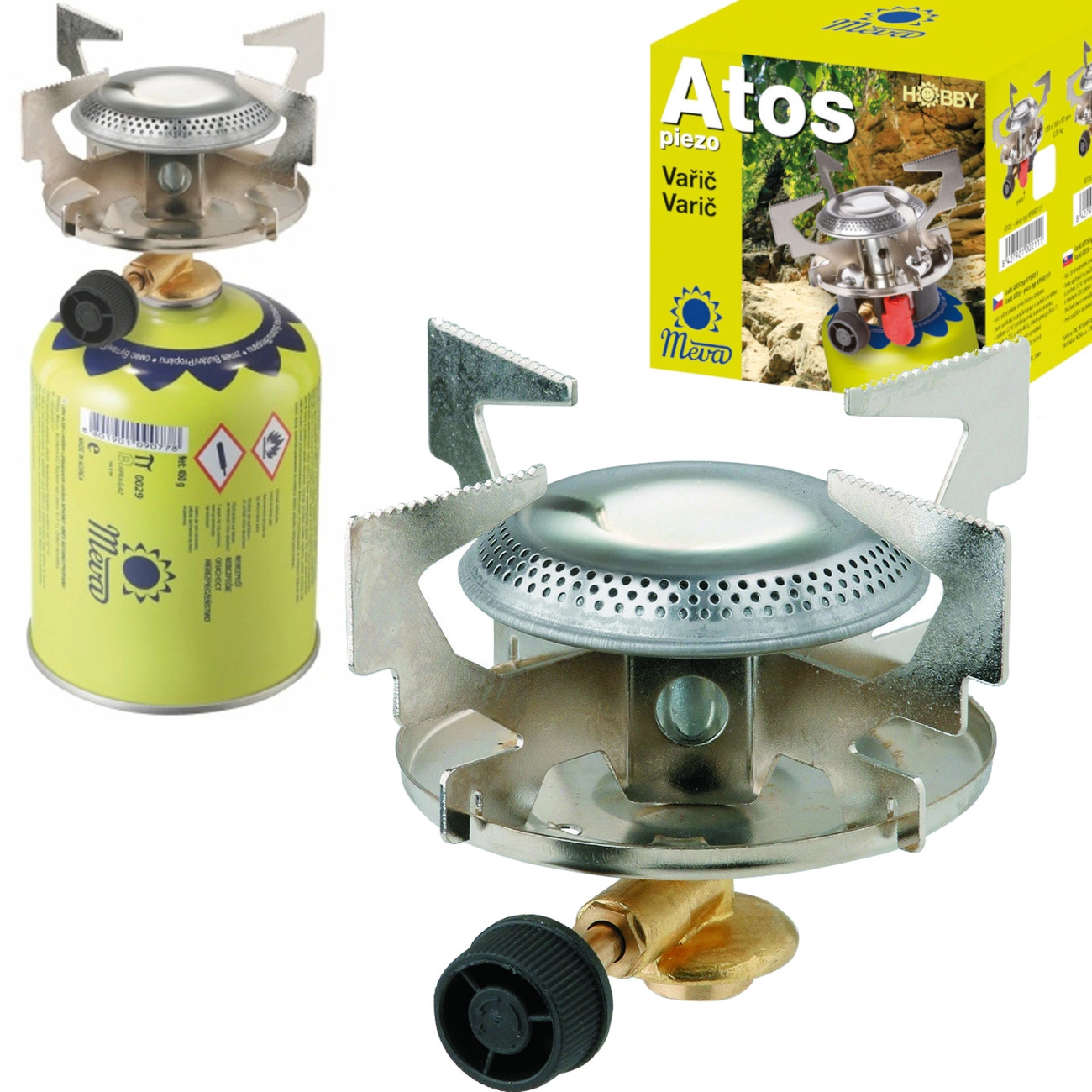 Dujinė turistinė viryklė dujinėms kasetėms su 7/16" sriegiu ATOS 1,8 kW