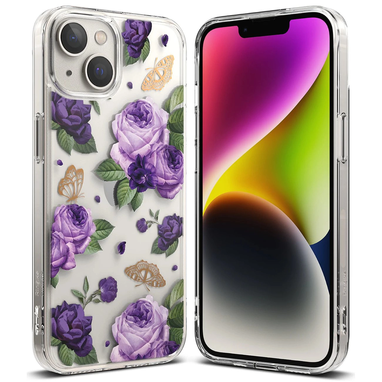 Ringke Fusion Design Armored dėklas su gel rėmeliu iPhone 14 Plus skaidrus (Violetinė rožė) (FD637E29)