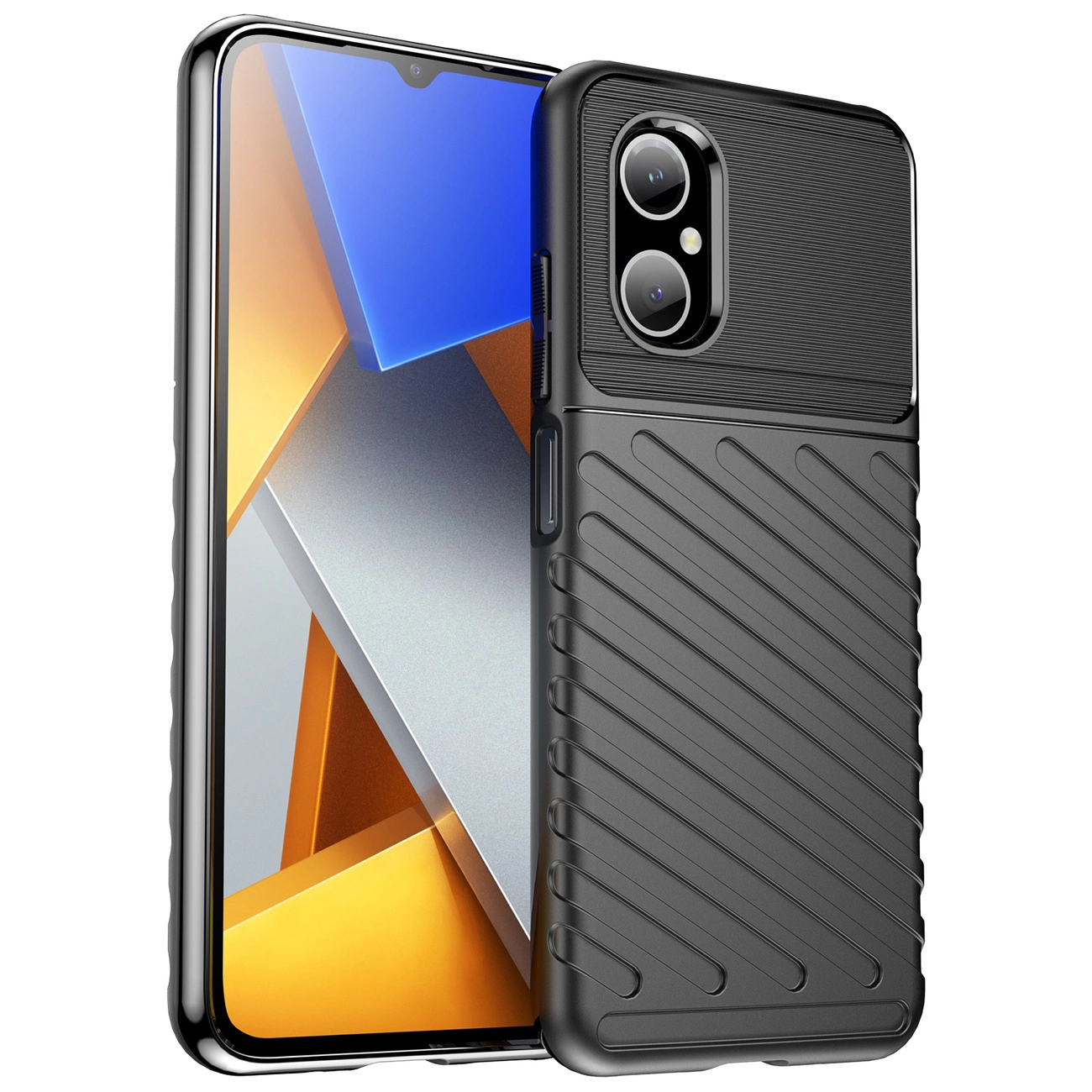 Thunder Case Xiaomi Poco M4 5G silikono šarvuotas dėklas juodas