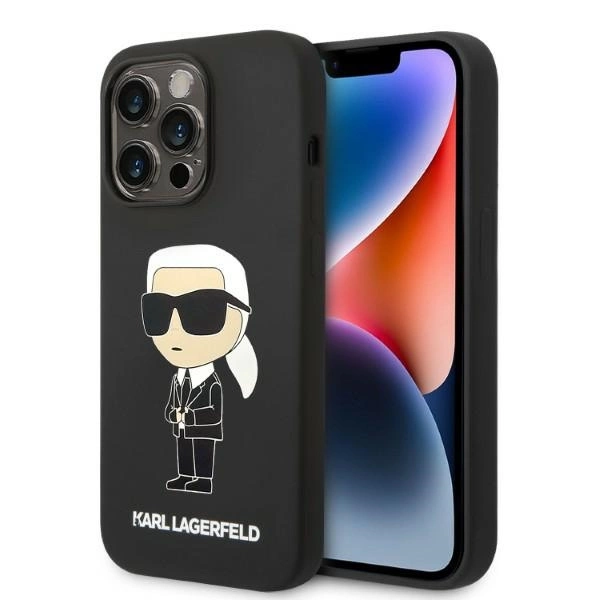 Karl Lagerfeld Silicone Ikonik MagSafe dėklas iPhone 14 Pro – juodas