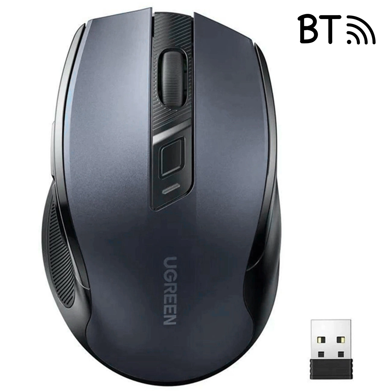 Ugreen MU006 bevielė optinė pelė USB 2,4GHz / Bluetooth 5.0 4000 DPI – juoda