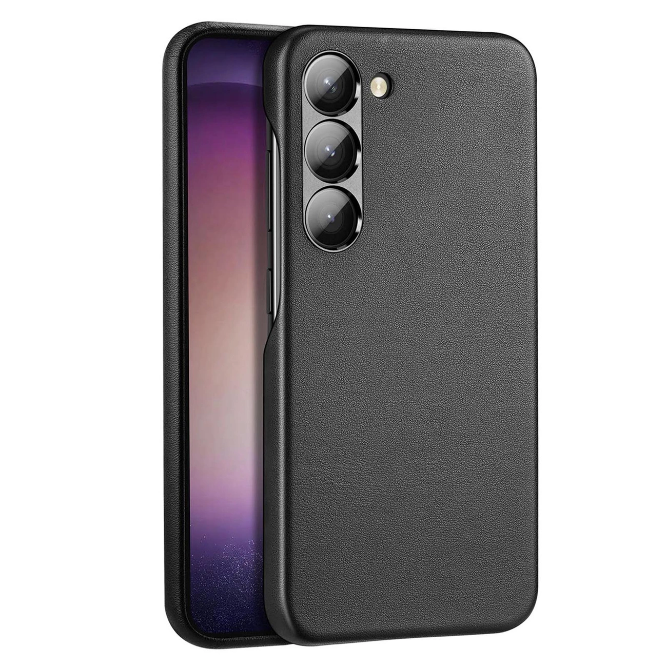 Dux Ducis Grit dėklas Samsung Galaxy S23+ – elegantiškas, dirbtinės odos, juodas