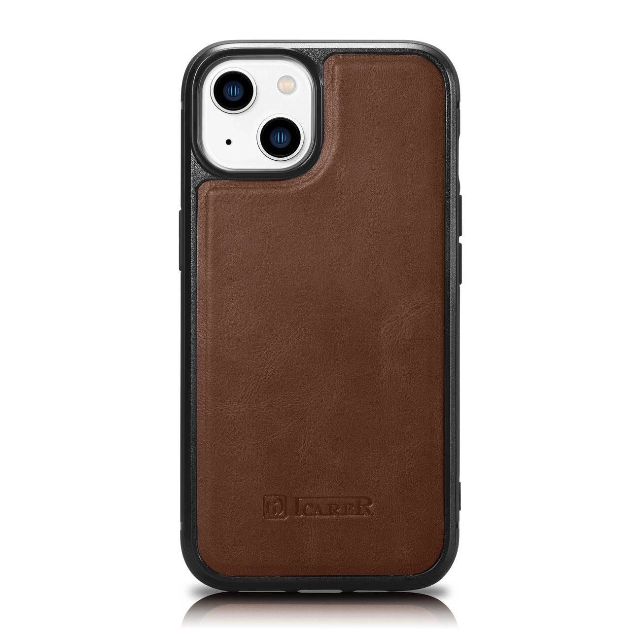iCarer Leather Oil Wax natūralios odos dėklas iPhone 14 Plus (suderinamas su MagSafe), rudas (WMI14220719-BN)
