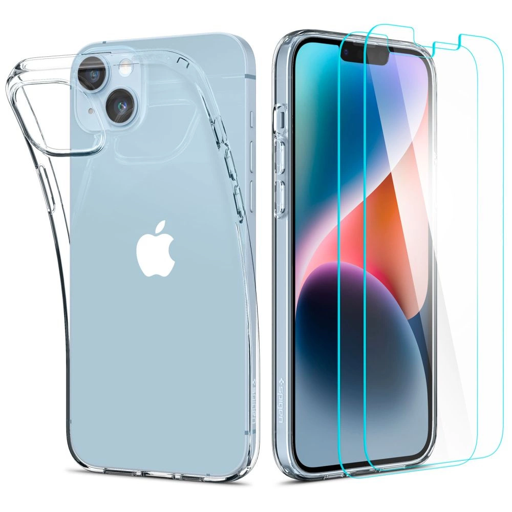 Spigen Crystal dėklas su grūdintu stiklu iPhone 14 Plus – skaidrus