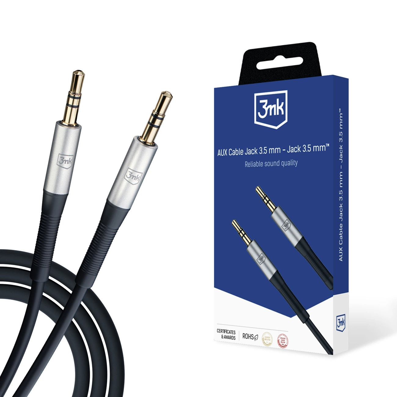 Priedai - 3mk AUX kabelis Jack 3,5 mm - Jack 3,5 mm