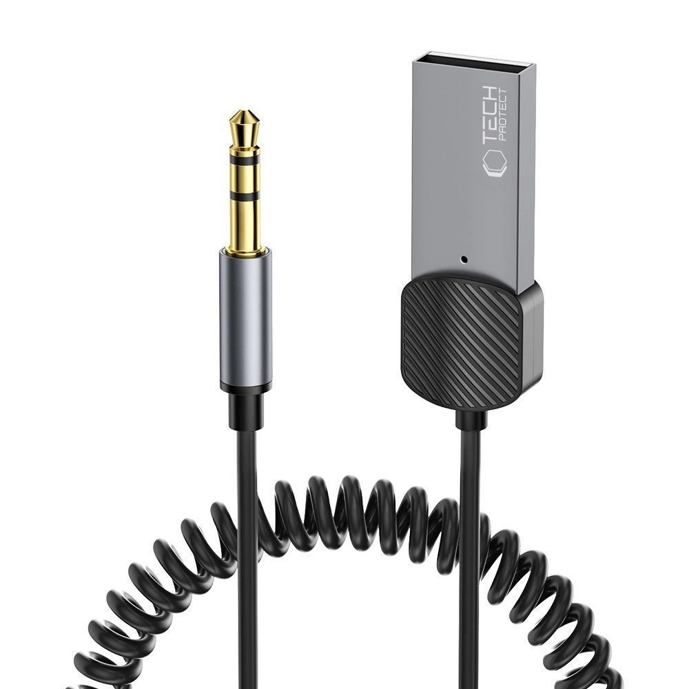 Tech-Protect UltraBoost audio adapteris mini jungtis 3.5 mm (vyriška) / Bluetooth - pilkas