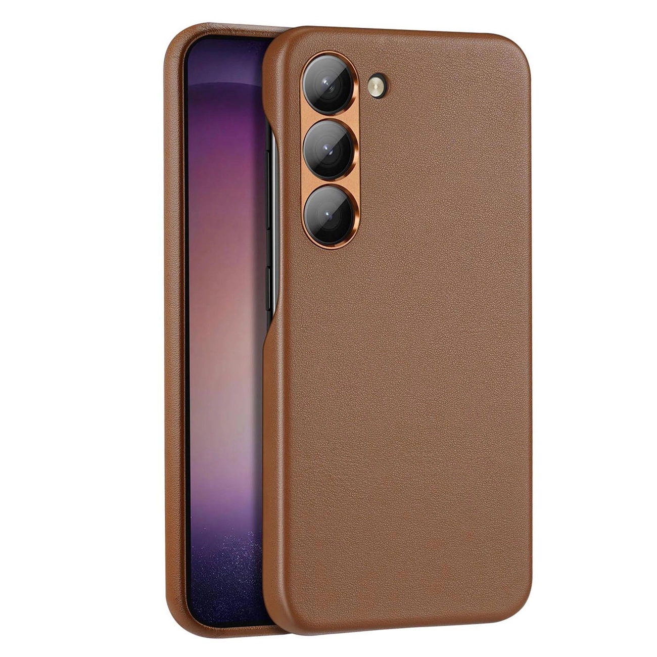 Dux Ducis Grit dėklas Samsung Galaxy S23+ – elegantiškas, dirbtinės odos, rudas