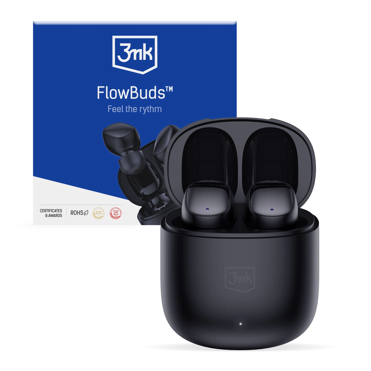 3mk FlowBuds belaidės ausinės Bluetooth – juodos
