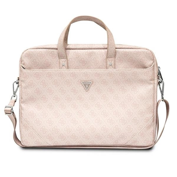 Guess Saffiano 4G Triangle Logo krepšys 16'' nešiojamam kompiuteriui – rožinis