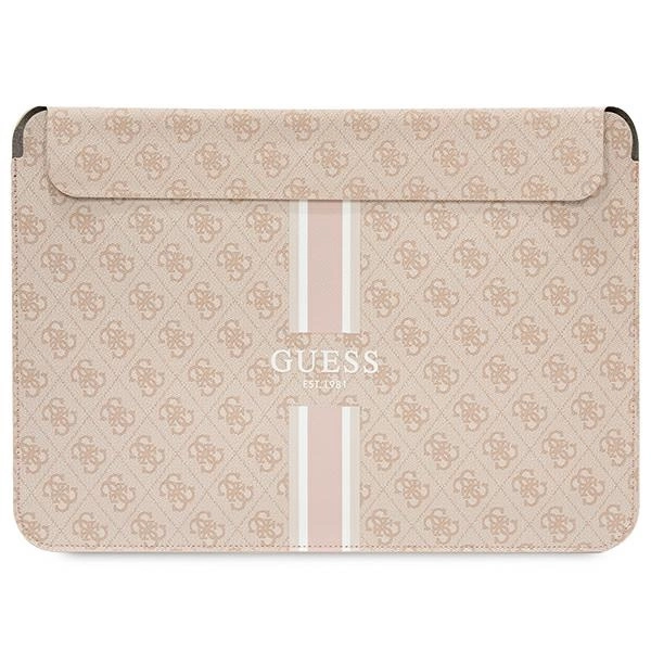 Guess 4G Printed Stripes dėklas 14" nešiojamam kompiuteriui – rožinis