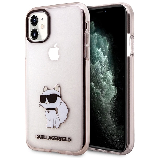 Karl Lagerfeld KLHCN61HNCHTCP dėklas iPhone 11 / XR 6.1" – rožinis/rožinis, kietas, Ikonik Choupette