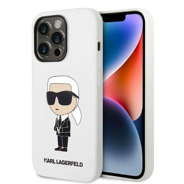 Karl Lagerfeld Silicone Ikonik dėklas iPhone 14 Pro Max – baltas