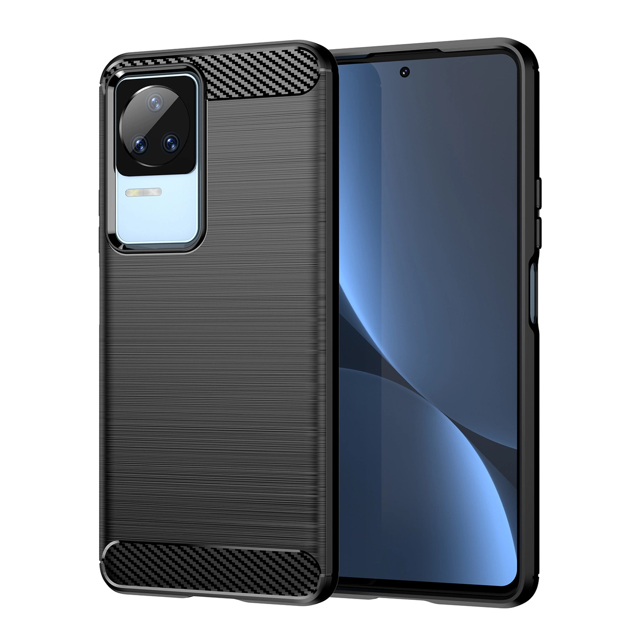 Carbon Case Xiaomi Poco F4 5G lankstus silikoninis anglies dėklas - juodas