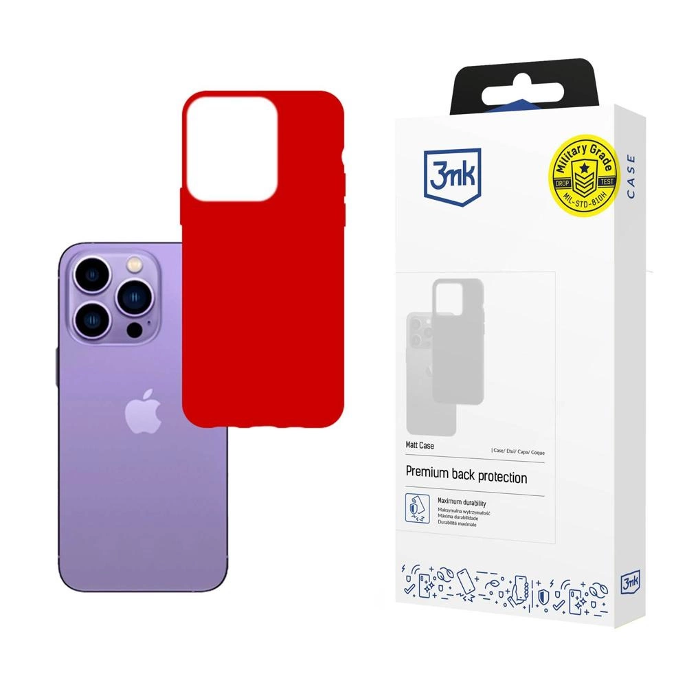 iPhone 14 Pro Max dėklas iš 3mk Matt Case serijos - raudonas