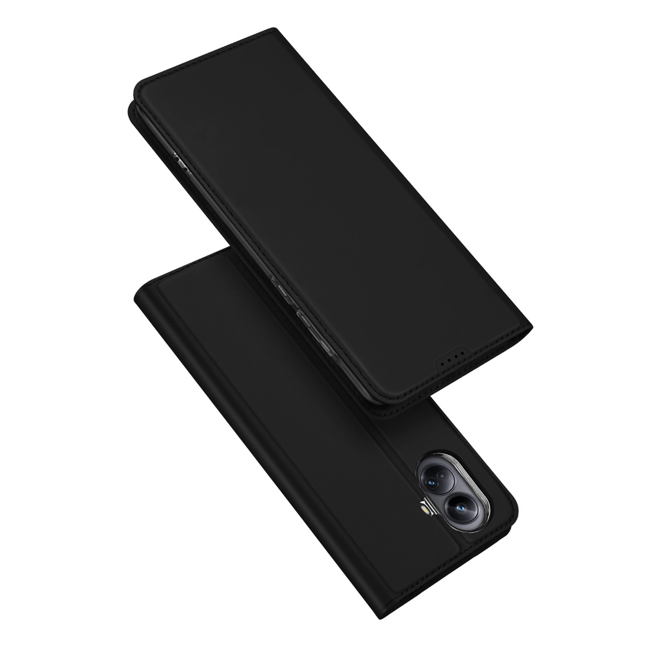 Dux Ducis Skin Pro dėklas Realme 10 Pro – dėklas su atverčiamu piniginės kortelių skyriumi, juodas