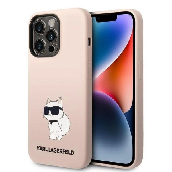 Karl Lagerfeld Silicone Choupette dėklas iPhone 14 Pro Max – rožinis