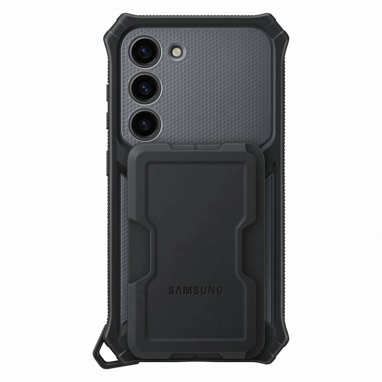 [GRĄŽINTAS DAIKTAS] Samsung Rugged Gadget Case Samsung Galaxy S23 Rugged Cover su laikikliu - pilkas (EF-RS911CBEGWW)