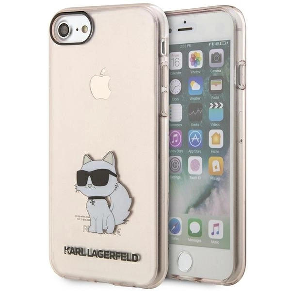 Karl Lagerfeld KLHCI8HNCHTCP dėklas iPhone 7/8/SE 2020 / SE 2022 – rožinis/rožinis, kietas, Ikonik Choupette