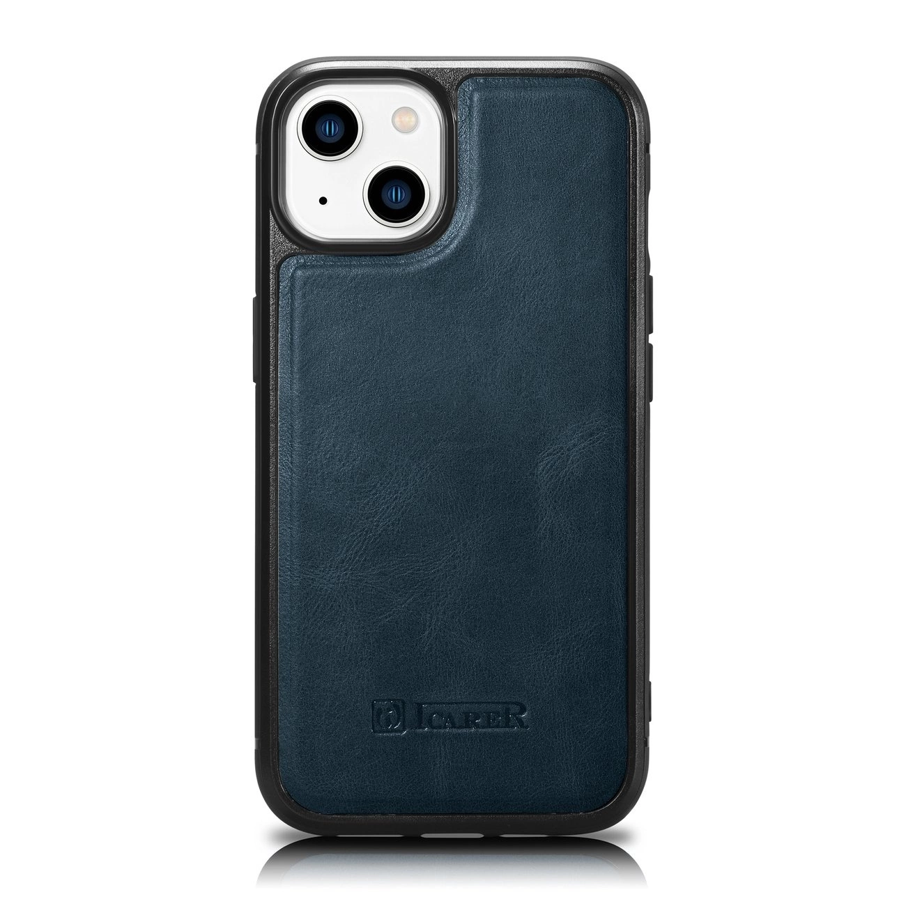 iCarer Leather Oil Wax dėklas natūralios odos iPhone 14 mėlynas (WMI14220717-BU)