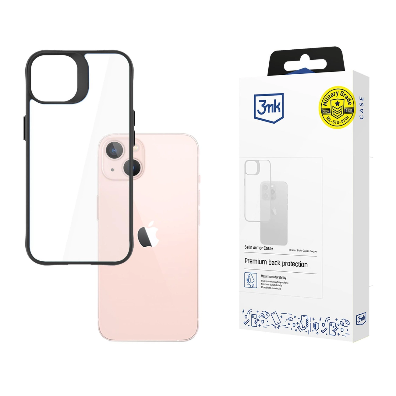iPhone 14 dėklas iš 3mk Satin Armor Case+ serijos - juodas