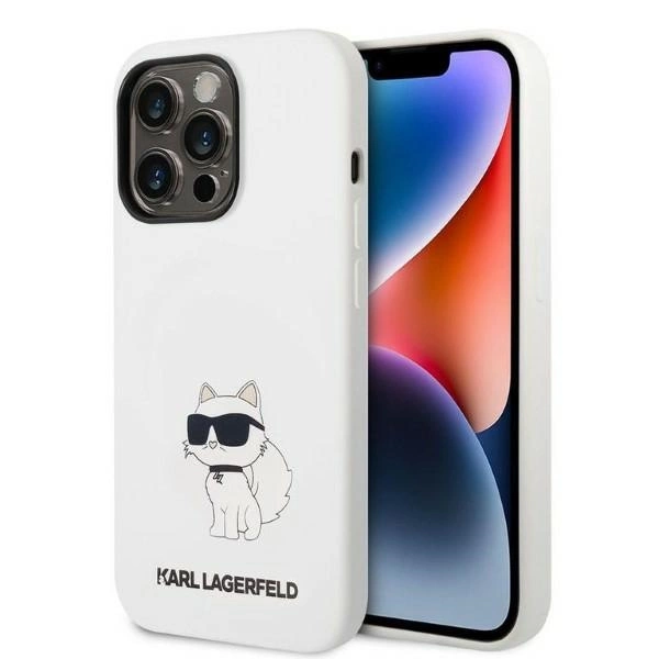 Karl Lagerfeld Silicone Choupette dėklas iPhone 14 Pro Max – baltas